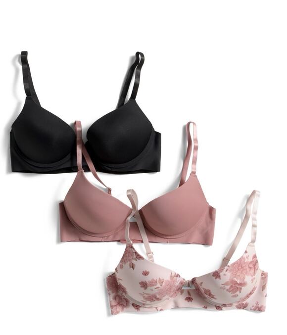 Marilyn Monroe Other - NWT Marilyn Monroe 3 Pack Laser Mega Push Up Bras 36C Black Pink Floral Soft